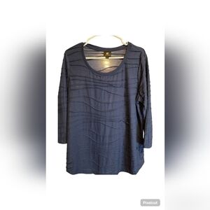 Jm Collection size xl navy blue round neck elongated STRIPES